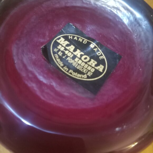 MAKORA vintage art glass hand blown vase 1960-70s trippy red vase - Picture 5 of 6